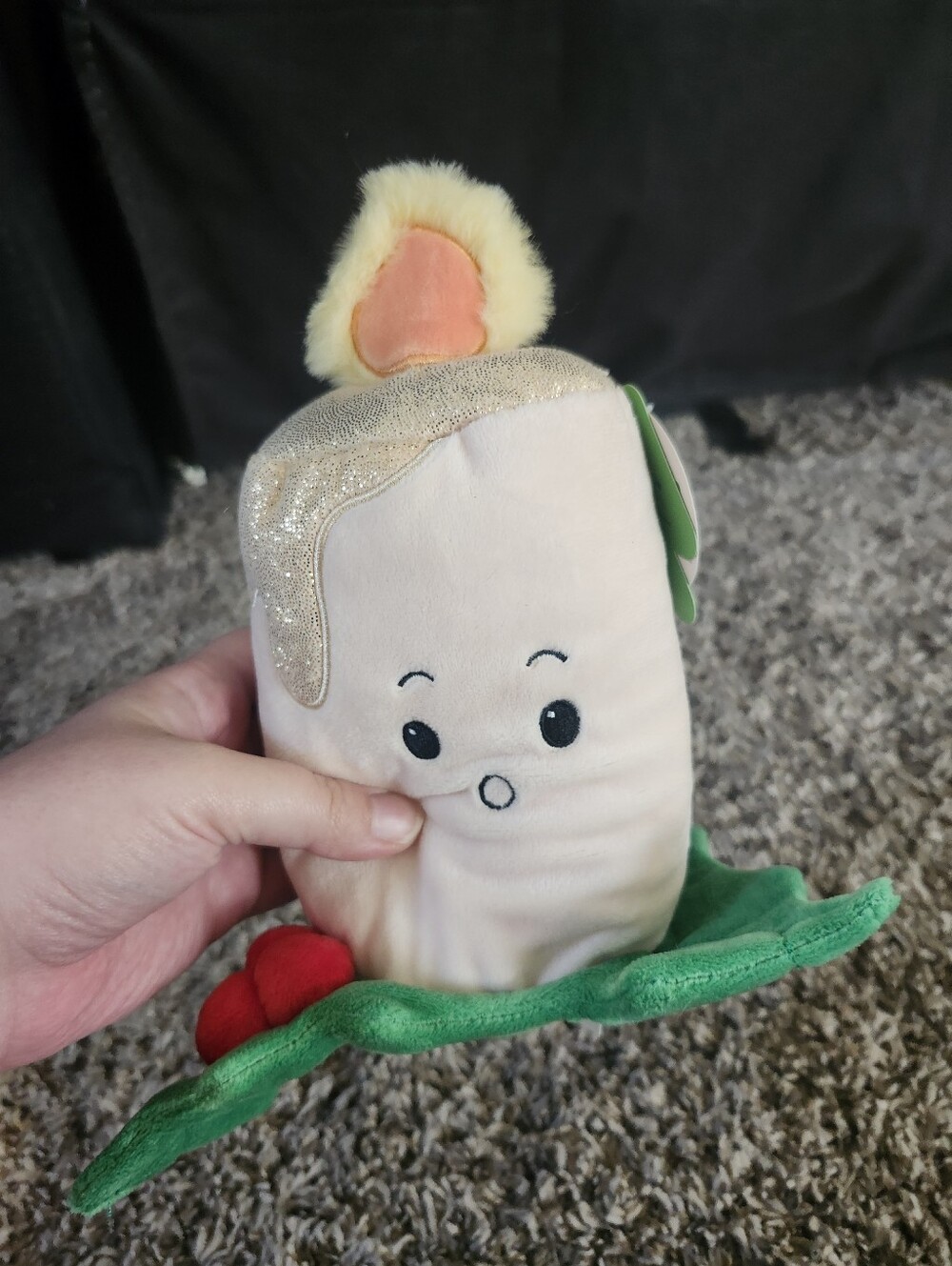 Plush Holiday Popcorn Character Toy - Cream & Green